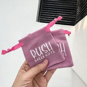 Wholesale Luxury Velvet Gift Pouch Custom Soft Velvet Jewelry Protecting <b>Bag</b> Pink Color Mini Velvet <b>Drawstring</b> <b>Bag</b> - Product Image 2