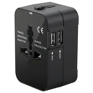 Worldwide All in One Universal Travel Adapter Plug Adapter with Dual USB Charging Ports for USA EU UK AUS Cell Phone Laptop