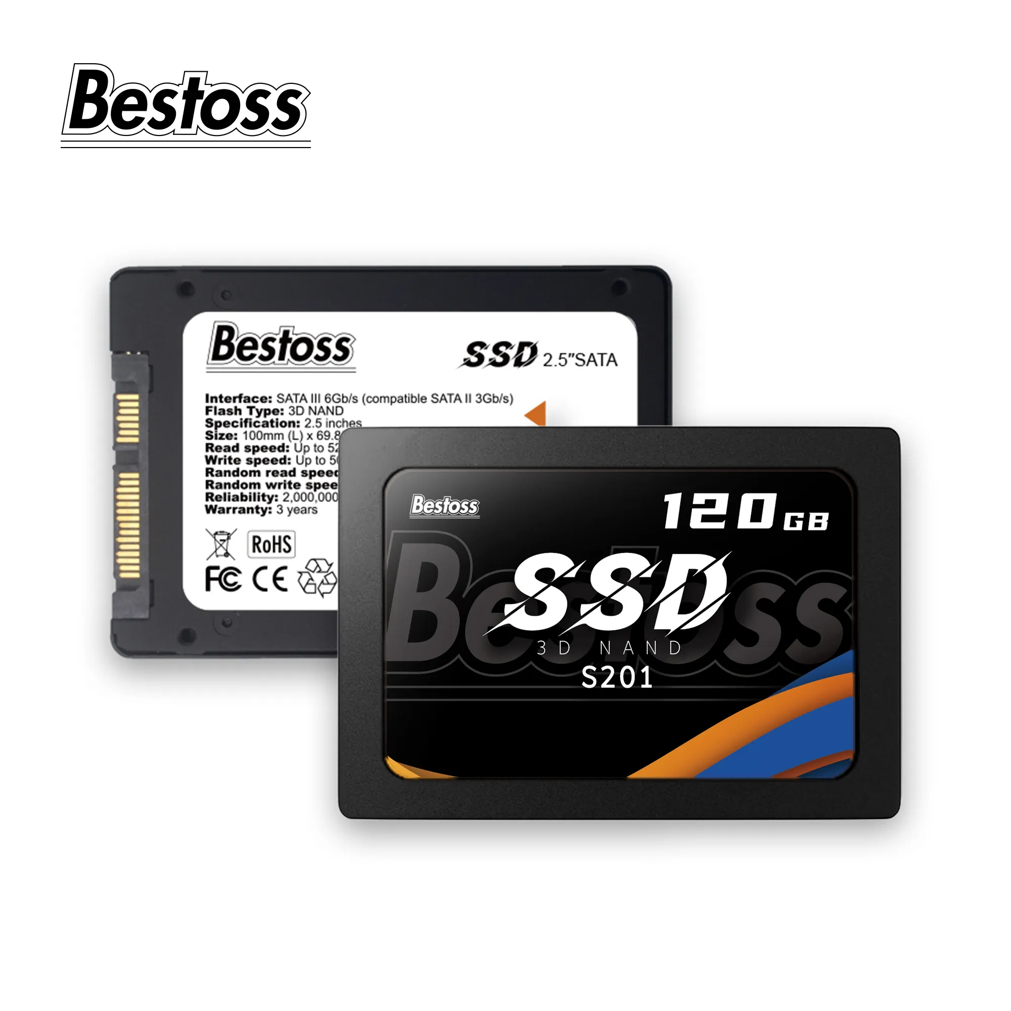 Bestuss SSD SATA II I 내부 솔리드 스테이트 드라이브-6 기가바이트/초, 2.5 인치/7mm-최대 550 메가바이트/초-노트북 및 PC 데스크톱과 호환 가능