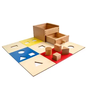 LeaderJoy Infant Toys Wood Geometric Shapes Blocks Montessori Educational Toy Kid