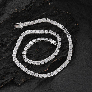 Cadena de tenis de circonio cuadrado encapsulado de 4 * 4 mm, con microincrustaciones de circonio en cobre, cadena de una sola fila, moda Tanjing - Product Image 2