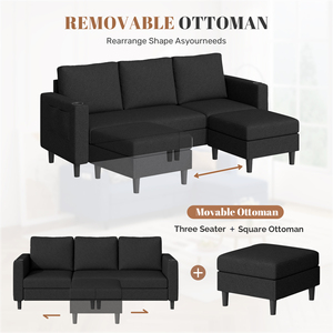 Sofá Cama Convertible Extensible Moderno, No Requiere Ensamblaje, Asiento Profundo y Cómodo con Relleno de Esponja para Apartamentos y Centros Comerciales - Product Image 3