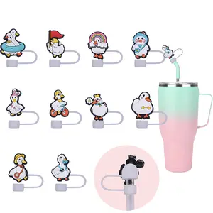 Linda toy Cross Border Cute Duck 10mm Fashion Straw Cap PVC Soft Rubber Accessories Universal Dust Plug Decorative Straw Cap