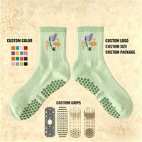 Chaussettes de yoga et de Pilates personnalisées POPSOX, antidérapantes, de qualité supérieure, avec logo personnalisé, chaussettes mi-mollet pour femmes, Calcetines