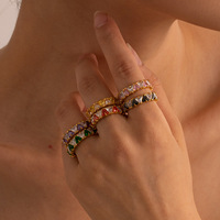Bijoux fantaisie, bague personnalisée en acier inoxydable plaqué or 18 carats, zircon, bague glacée pour femmes
