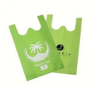 Sac fourre-tout en tissu non tissé vert, écologique, en forme de T, pour le shopping – Vente chaude - Product Image 1