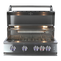 Cuisine extérieure intégrée de luxe moderne de haute qualité en acier inoxydable 304, barbecue au gaz GPL/GN pour jardin et fête à domicile, 4 brûleurs