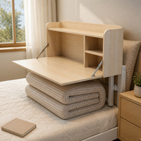 Table de lit simple avec étagère de rangement, bureau d'étude pliable pour étudiants en dortoir, chambre et petits espaces
