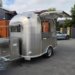 Food Truck Retrò Arrotondato in Acciaio Inossidabile, Carrello Mobile per Bevande, Chiosco Compatto per Street Food - Product Image 2