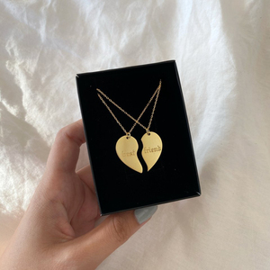 Dây Chuyền Vàng Đơn Giản Bằng Thép Không Gỉ 2023 Vòng Cổ Mặt Dây Chuyền Trái Tim Dễ Vỡ Cho Cặp Đôi Bạn Thân Thời Trang Cho Nam Nữ - Product Image 3