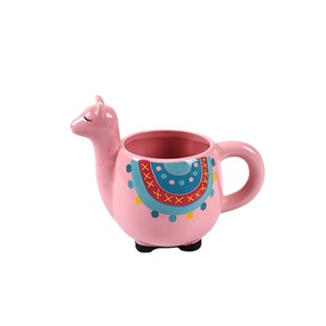 3D Animal taza de café Linda Alpaca dibujos animados Taza de cerámica personalización tazas de viaje estilo americano pintura a mano Llama <span class=keywords><strong>Alcapa</strong></span> cerámica - Product Image 1