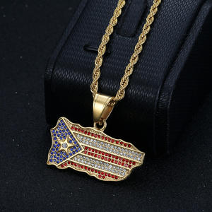 Collana pendente in acciaio inossidabile con mappa del paese personalizzata alla moda Iran Puerto saudita Spagna mappa ghiacciata la nostra <span class=keywords><strong>gioielleria</strong></span> - Product Image 3