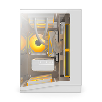 Boîtier M-ATX panoramique vue mer, design incliné, tour de jeu noire, châssis PC en verre intégral 270°, supportant une carte graphique de 335 mm et 7 ventilateurs