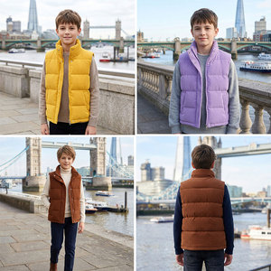 Wholesale Kids Warm Vest Winter Clothing Padded Waistcoat for <strong>Boys</strong> Girls Stand Collar Thickened Children Sleeveless Jacket - Product Image 3