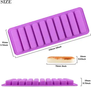 직사각형 직사각형 초콜릿 크래커 바 스틱 블록 아이스 튜브 젤리 트레이 실린더 실리콘 캔디 몰드