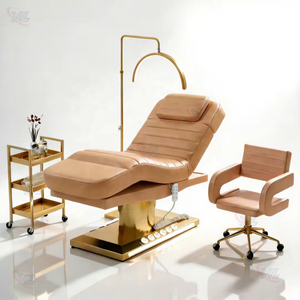 Table <span class=keywords><strong>de</strong></span> massage électrique <span class=keywords><strong>de</strong></span> luxe Xinman en cuir chocolat marron, trois moteurs, pour salon <span class=keywords><strong>de</strong></span> beauté et extensions <span class=keywords><strong>de</strong></span> cils - Product Image 1
