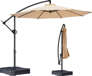Cantilever Offset Colgando Patio Mercado al aire libre Paraguas Protección UV con inclinación y manivela Embalaje de pedido por correo - Product Image 1
