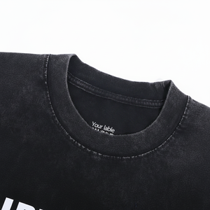 เสื้อยืดผู้ชายผ้าฝ้าย 100% สไตล์วินเทจทรงโอเวอร์ไซส์ ซักย้อมสีแบบแอซิดวอช หนานุ่ม ใส่สบาย เหมาะกับหน้าร้อน เป็นมิตรต่อสิ่งแวดล้อม สตรีทแวร์ สั่งทำได้ - Product Image 1