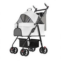 Poussette pliable pour animaux de compagnie, chien et chat, légère, 4 roues, coupe-vent, respirante, chariot d'extérieur avec auvent en maille