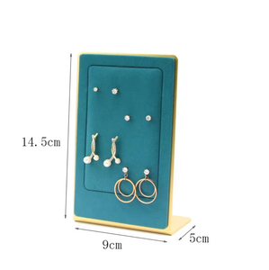 Présentoir à boucles d'oreilles vertical créatif en microfibre flanelle avec étagère métallique, boîtes cadeaux et doublure en cuir, design géométrique - Product Image 6