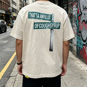 Camisetas Oversize de Alta Calidad con Estampado Escaneable, Estilo Americano Moderno, Holgadas e Informales para Hombre, con la Frase 'THAT'S A AWFUL LOT OF COUPH SYRUP' - Product Image 6