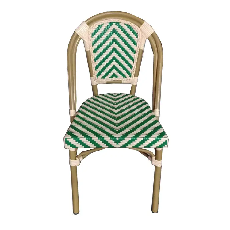 Silla de bambú de bistro francés para exteriores, silla de mimbre francés apilada para patio, silla de jardín de bambú de París