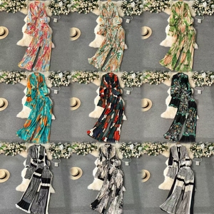 Chất Lượng Cao 2025 Của Phụ Nữ Lỏng Lẻo Áo Sơ Mi + Quần 2 Mảnh In Dài Tay Áo Nút Xuống Ve Áo Hàng Đầu Kỳ Nghỉ Rộng Chân Giản Dị Phù Hợp Với - Product Image 1