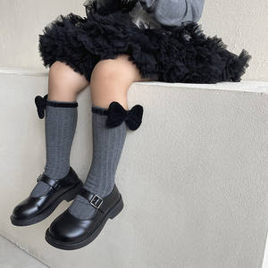 Bebek kızlar diz üstü çorap siyah beyaz yay kore Lolita Stocking tatlı prenses çocuklar bebek dantel uzun tüp çorap için 1-13 yıl - Product Image 5