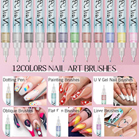 Ensemble de stylos de nail art en plastique, non double face, non effaçables, à base d'eau, séchage rapide, marqueurs de couleur haut de gamme, pour l'exportation