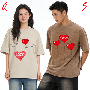 T-shirt Oversize da Uomo con Logo Personalizzato, Vestibilità Ampia e Squadrata, in Cotone Lavato Acido, Stile <span class=keywords><strong>Street</strong></span> Fashion Hip-Hop Vintage Sbiadito, con Stampa Grafica - Product Image 3