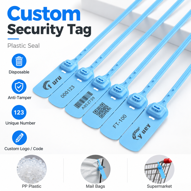 ST-PS-4002Custom Barcode Plastic Security Seal Tamper Proof Pull Tight Seal for Package Cargo and Warehouse Use