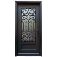 Porte d'entrée extérieure pliante moderne en fer forgé et acier, antivol, pour maison
