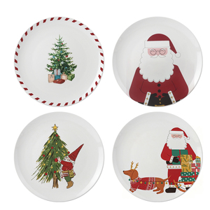 Assiette de Noël en céramique personnalisée avec motif Père Noël et sapin, vaisselle de fête décorative, livraison rapide, vente en gros - Product Image 2