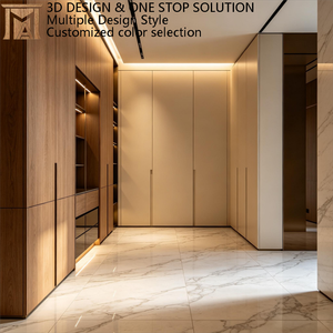 Dressing minimaliste du sol au plafond, armoire en <span class=keywords><strong>bois</strong></span> sur mesure avec panneaux ENF et bordure en PUR - Product Image 1