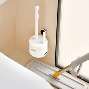 Ensemble brosse et support de toilette en plastique personnalisable (logo/couleur) avec poils, emballage en boîte, brosse de nettoyage en profondeur écologique et portable - Product Image 1