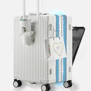 Suitcase T1010 2023 New Multi Function Trolley Case With Phone Holder Water Proof Smart Luggage With Usb Charging Port Suitcase