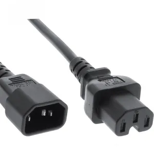 0.5M 1M 2M 3M 4M 5M 125V 10A IEC C14 Plug to IEC C15 Socket Power Cord, 14 AWG 18 AWG Computer Extension Power Cord