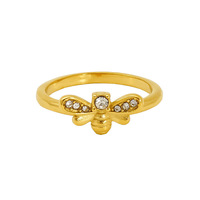 Bague d'index en acier inoxydable micro-incrustée abeille, la plus vendue pour le e-commerce, mode féminine OL