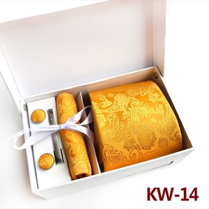 Neue Herren Krawatte Set Krawatte Clip Taschentuch Manschetten knöpfe Krawatte Seide Jacquard gewebte Krawatte Hochzeits geschäft mit Geschenk box - Product Image 6