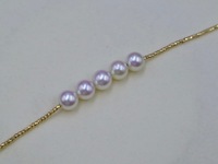 Bracelets et Joncs Élégants en Or Véritable 18 carats avec Perles Akoya Naturelles d'Eau Salée du Japon de 6,5-7 mm et Perles Rondes de 1,4 mm