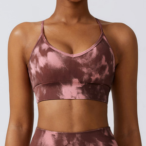 Soutien-gorge de sport pour femmes Tie Dye Soutien-gorge de sport antichoc pour la course à pied Fitness Gym Yoga Top sans armature Soutien-gorge de sport sans couture pour l'extérieur Vente en gros - Product Image 4