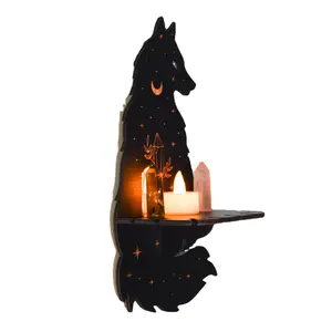 lvfan MZ230 Cross-border Bohemian style three-dimensional black Wolf Dog wooden Crystal shelf Jewelry candlestick display stand