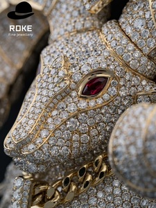 Pendentif en or rose 9K-14K avec diamants et rubis bicolores - Bijoux hip-hop de luxe - Product Image 5