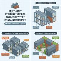 Maison modulaire préfabriquée à montage rapide à 2 niveaux, maison conteneur portable avec escalier extérieur pour projets de chantier