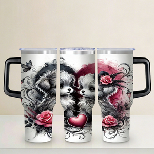 Vaso de Acero Inoxidable de 30 oz con Asa, Personalizado con Impresión UV, Diseño de Pareja Maltesa, Envío Gratis desde Almacén en EE. UU., para Amantes de los Perros - Product Image 1