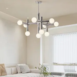현대 창조적인 디자인 LED 펀던트 빛 거실 침대 방을 위한 유리제 훈장 금속 샹들리에