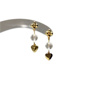 Boucles d'oreilles pendantes en forme de cœur KING en argent 925 plaqué or avec cristaux blancs pour un usage quotidien - Product Image 3