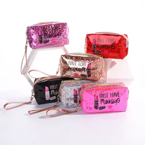 Fashion Luxury Pvc Leather Cosmetic Toiletries Bag Lip Makeup Bags Pouch for Women Hot Selling Professional Red Opp Bag PU Daily