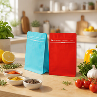Sachet en papier kraft à soufflet avec valve et fermeture auto-adhésive pour café en grains, aliments pour animaux et emballage de sucre