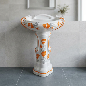 Sterling Colorful Rectangle Ceramic Pedestal Wash Basin Modern Designer Bathroom Sink - Product Image 1
